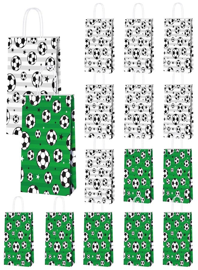 MIMIND 16 Pack Soccer Gift Bags with Handles Paper Party Favor Goodie Bags Soccer Treat Bags for Birthday Game Day Sport Themed Party Supplies - Image 1